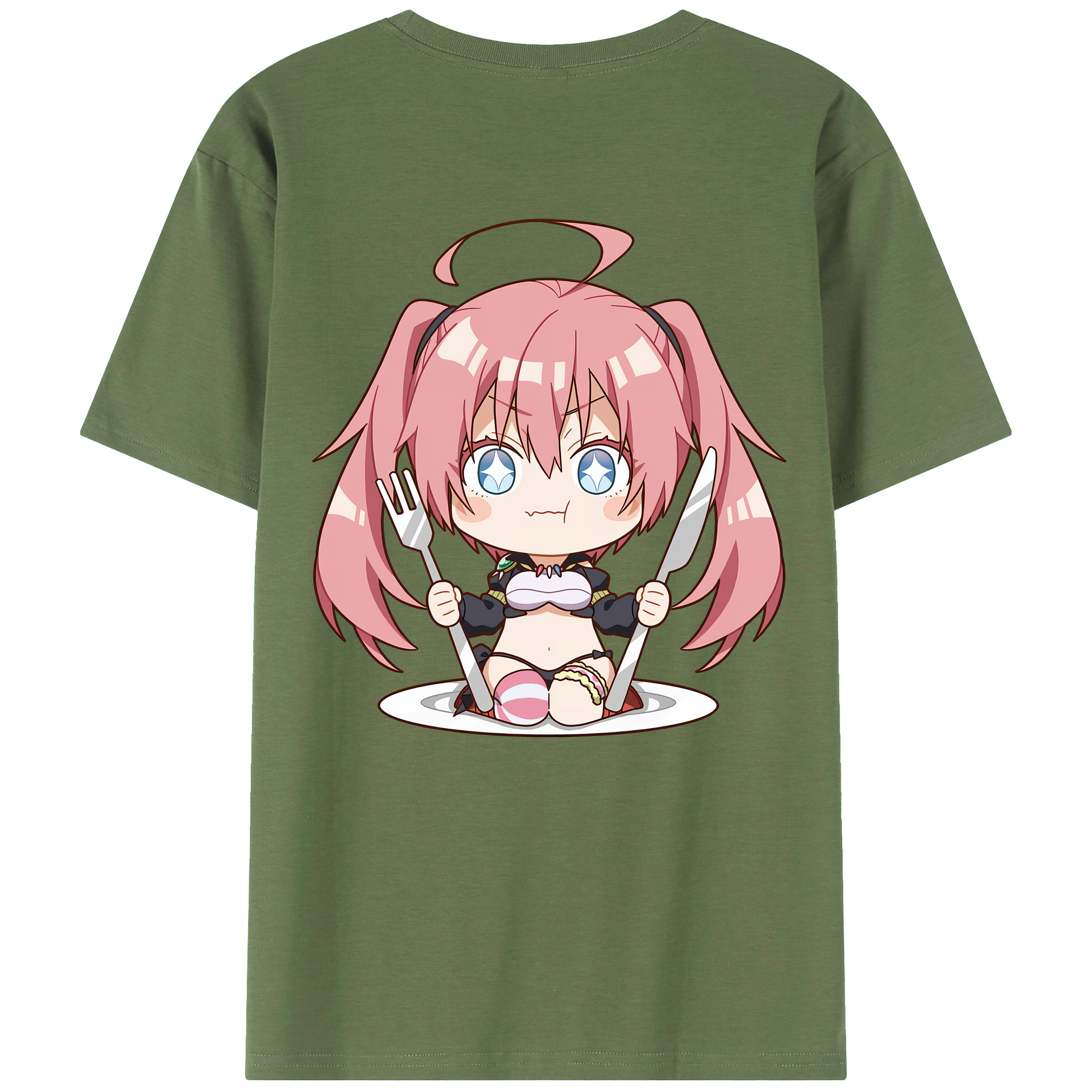 （画像用） 転スラ Regarding Reincarnated to Slime 綿100％ メンズ半袖Tシャツ（バックプリント） 通気性